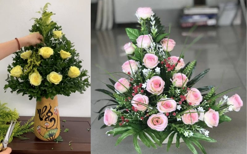 Cách cắm bình Hoa Hồng để bàn thờ