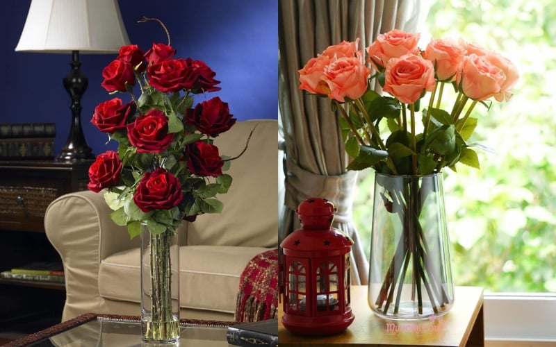 Cách cắm hoa hồng 9 bông trong lọ thuỷ tinh