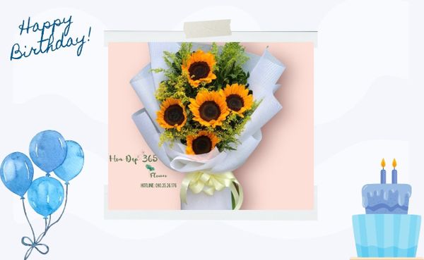 Bó 3 hoa hướng dương như muốn nói anh trai mãi luôn toả sáng và rực rỡ trong mắt em
