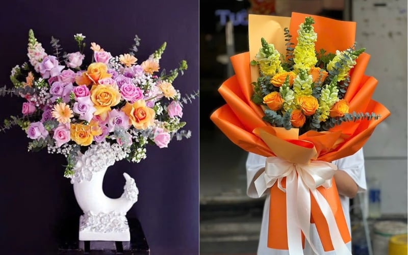 Bình Hoa Thương Nhớ - HCB49 và Bó Hoa Orange Bloom - HBD275