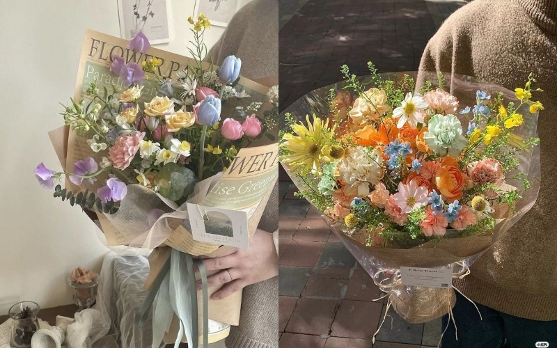 Mẫu hoa mix nhiều màu đẹp như trong truyện cổ tích thích hợp tặng mẹ lẫn người yêu