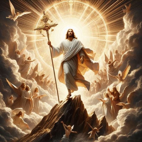 Avatar Facebook uy nghiêm với hình ảnh Chúa Giêsu Phục Sinh trong trang phục trắng sáng