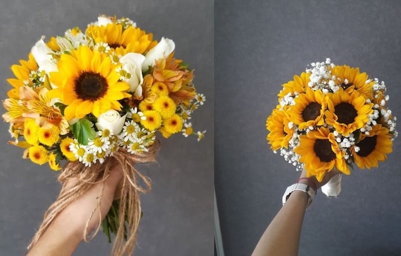 Hoa cưới cầm tay hướng dương