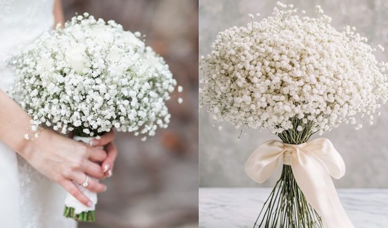 Hoa cưới cầm tay baby&nbsp;trắng đơn giản, tinh khôi