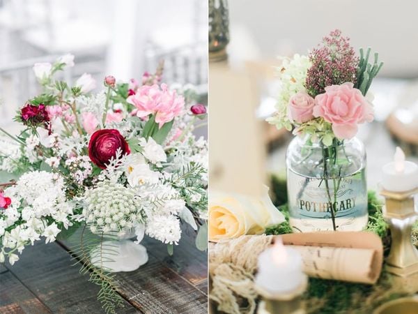 Hoa cẩm chướng, hoa baby rất thích hợp để bàn trang trí đám cưới ngoài trời