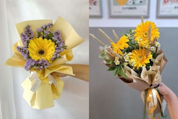 Bó hoa hướng dương 20/11 màu vàng đơn giản, ý nghĩa mà giá vừa phải