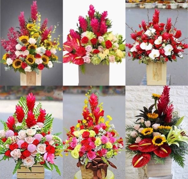 Hoa hồng môn thường được chọn cắm giỏ hoa khai trương