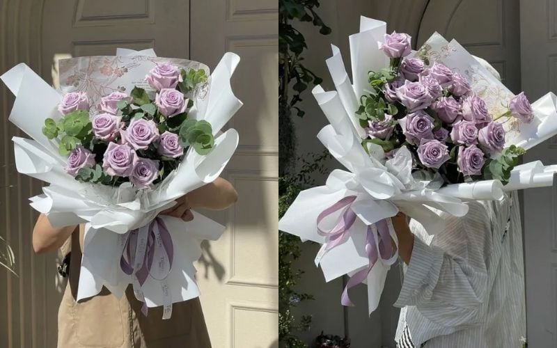 Bó hoa hồng tím đẹp tặng hoa sinh nhật