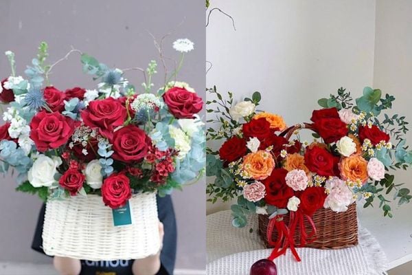 Giỏ hoa hồng đỏ chắc chắn là ứng cử viên “sáng