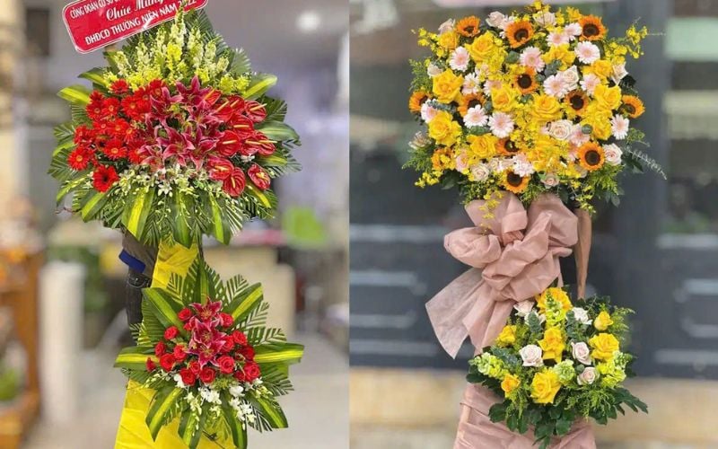 Lẵng Hoa Vững Bước - HCM33 và Lẵng Hoa Vinh Quang - HCM34 tại Flosa