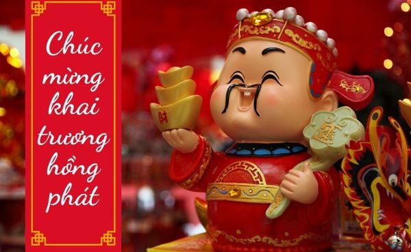 Đính kèm thiệp chúc mừng khai trương hồng phát vào bó hoa khai trương