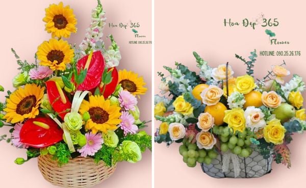 Giỏ hoa khai trương giúp tô điểm không gian, mang ý nghĩa may mắn