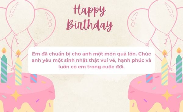 Lời chúc mừng sinh nhật anh yêu