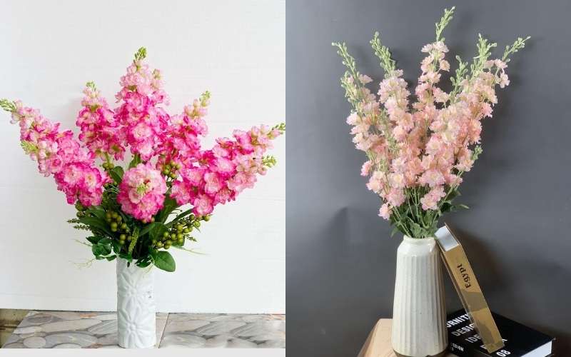 Mẫu cắm hoa phi yến với bình hoa hình trụ