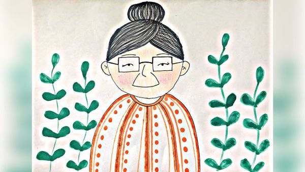 Tranh vẽ chân dung tặng bà ngoại nhân dịp 20/10.