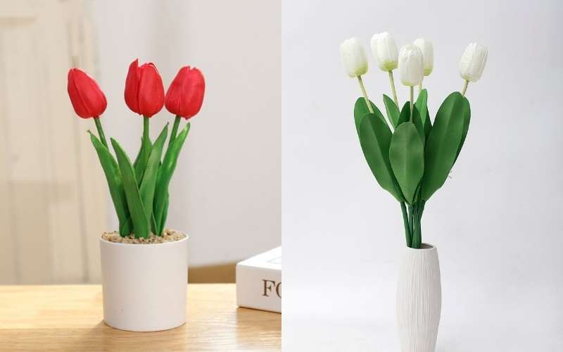 Mẫu bình hoa Tulip ít bông đơn giản mà đẹp