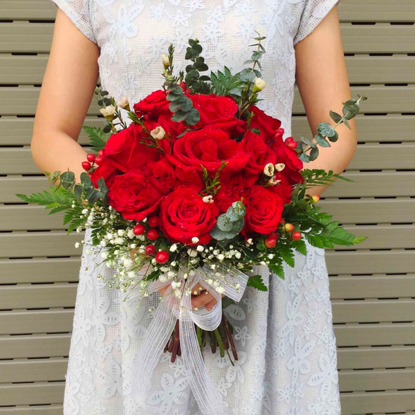 Hoa cưới full hoa hồng đỏ