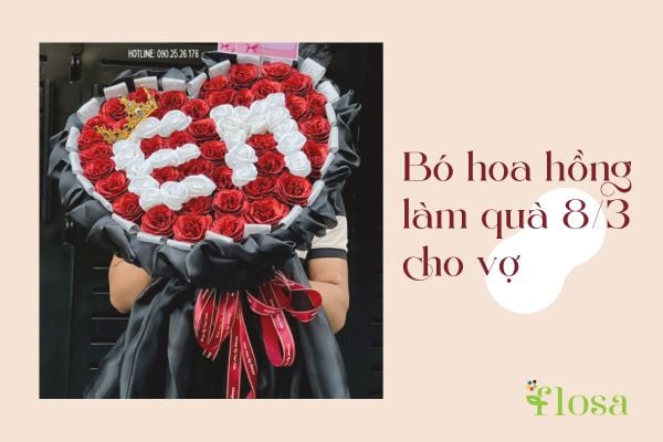Bó hoa hồng làm quà 8/3 cho vợ