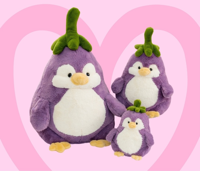 Gấu bông chim cánh cụt cà tím đáng yêu tặng sinh nhật nữ