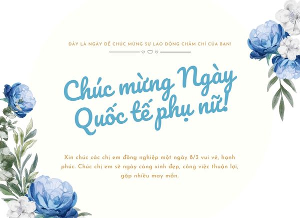 Mẫu thiệp 8/3 tặng đồng nghiệp nữ kèm lời chúc ý nghĩa, chân thành