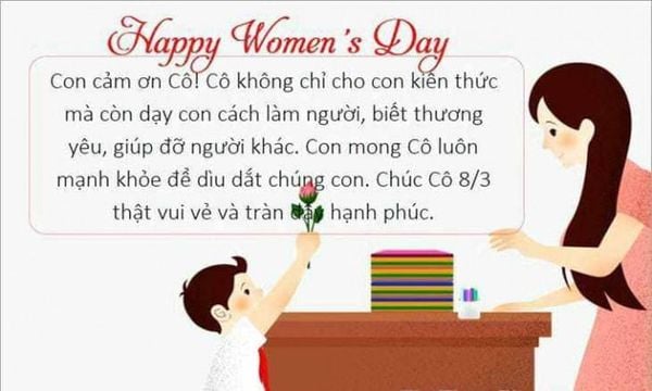 Mẫu thiệp chúc mừng 8/3 cho cô giáo với lời chúc ý nghĩa