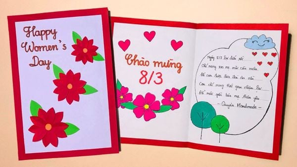 Tự làm thiệp 8/3 tặng mẹ đơn giản, tràn đầy yêu thương