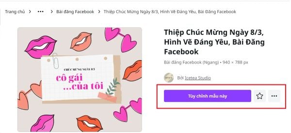 Tùy chỉnh các mẫu thiệp 8/3 đẹp, đơn giản trên Canva