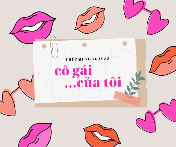 Thiệp chúc mừng ngày 8/3 đơn giản, cuốn hút cho người yêu