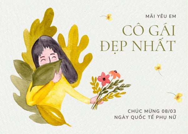 Mẫu thiệp 8/3 cho người thương đơn giản