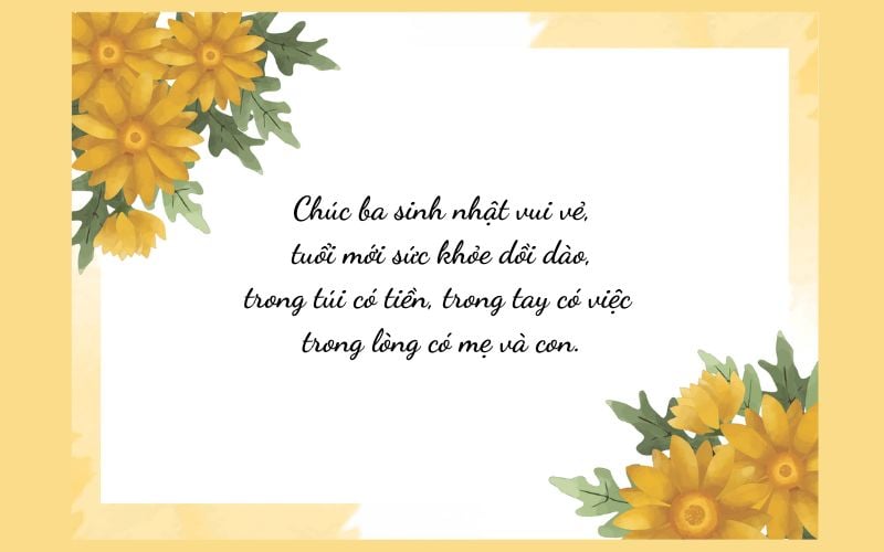 Thiệp hoa chúc mừng sinh nhật cha ấm áp