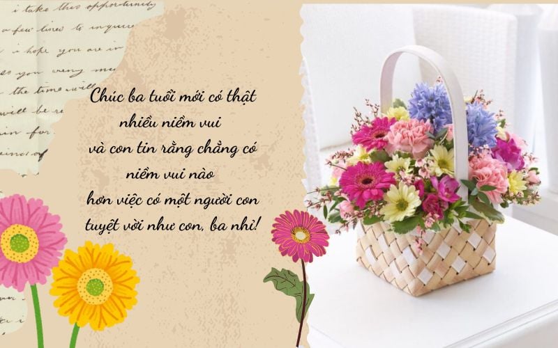Thiệp hoa đồng tiền chúc mừng sinh nhật bố ý nghĩa