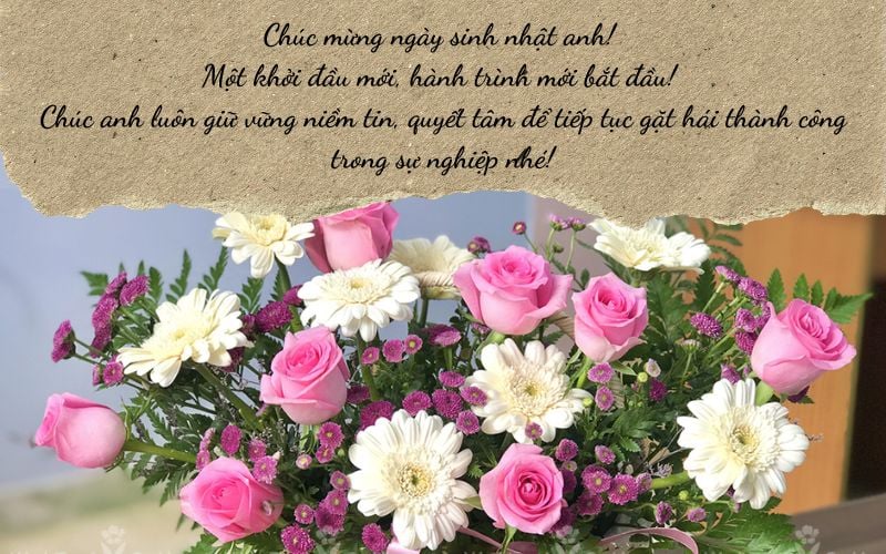 Thiệp hoa đồng tiền chúc mừng sinh nhật sếp nam tài lộc