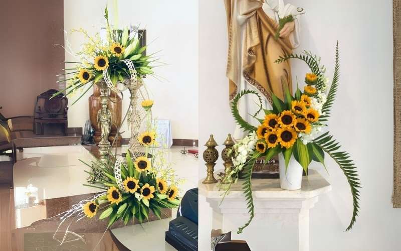 Mẫu hoa hướng dương được cắm theo phong cách Ikebana độc lạ mà đẹp mắt