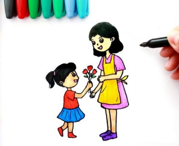 Tranh vẽ 20/10 dành tặng cô.