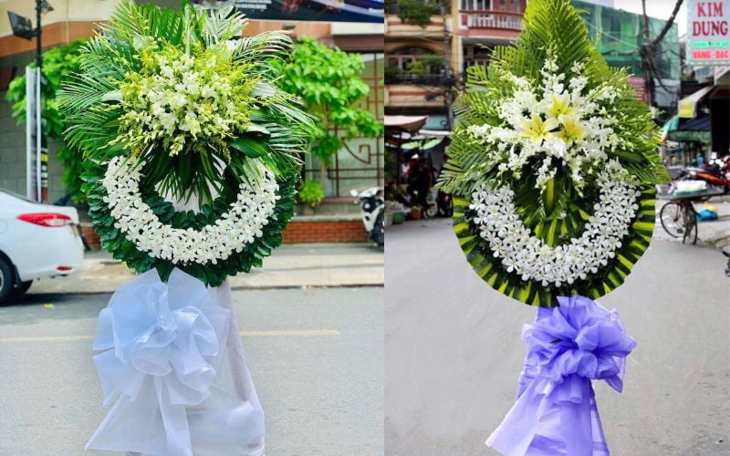 Mẫu Vòng Hoa Đám Tang Phân Ưu - HTLDN04 - Vòng Hoa Đám Tang Luyến Tiếc - HTL38 tại Flosa