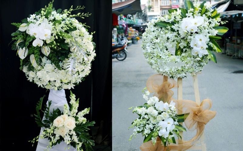 Vòng Hoa Đám Tang Give Blessing - HTL08 và Vòng Hoa Đám Tang Hồi Ức - HTL20 tại Flosa