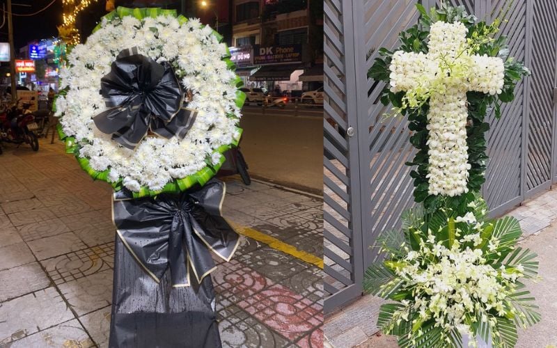 Vòng hoa Đám Tang Hàn Quốc Thương Nhớ - HTLDN06 - Hoa Đám Tang Công Giáo The Cross - HTL28