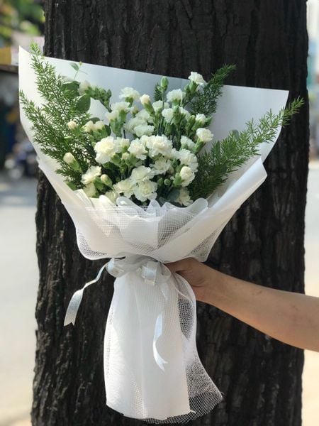bó hoa cẩm chướng trắng
