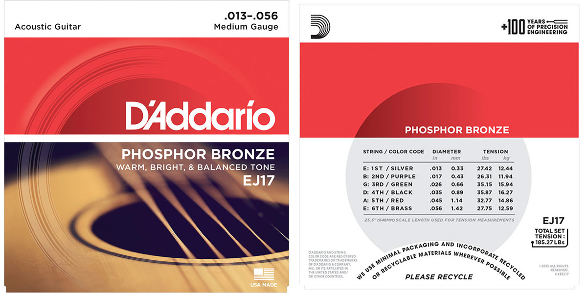 Dây Đàn Guitar Acoustic D'Addario EJ17 Phosphor Bronze