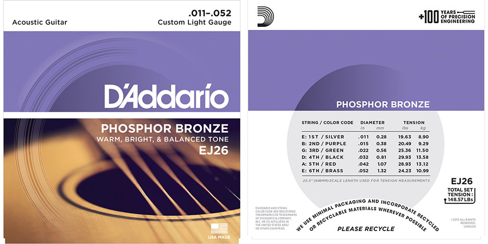 Dây Đàn Guitar Acoustic D'Addario EJ26 Phosphor Bronze