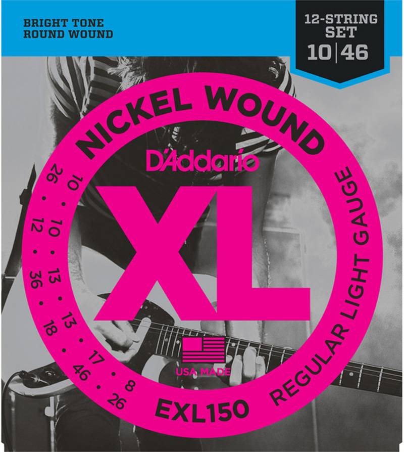 Dây Đàn Guitar Điện D'Addario EXL150 Nickel Wound Regular Light, 12-String 10-46