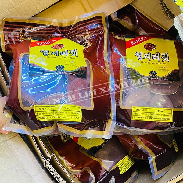 Hình ảnh sản phẩm nấm linh chi đỏ Hàn Quốc túi nâu 1kg tại Namlimxanh24h.com