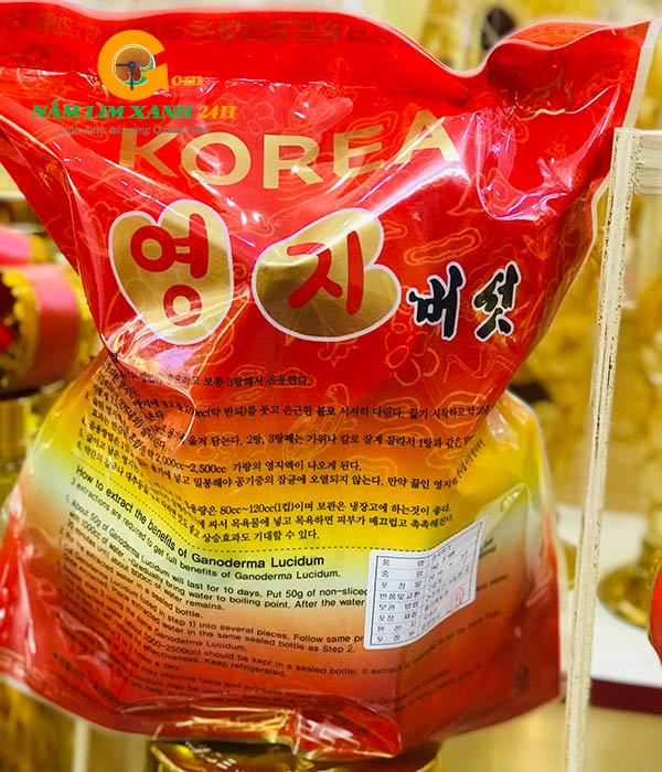 Hình ảnh Nấm linh chi vàng túi đỏ hàng xách tay Hàn Quốc tại Namlimxanh24h.com