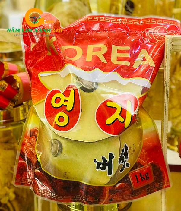 Nấm linh chi vàng túi đỏ hàng xách tay Hàn Quốc.