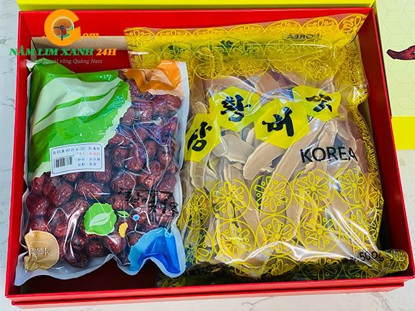 Hình ảnh set nấm linh chi và táo đỏ Hàn Quốc chính hãng tại Nấm Lim Xanh 24h