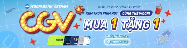 Tặng 01 vé xem phim CGV, thanh toán qua Thẻ Woori