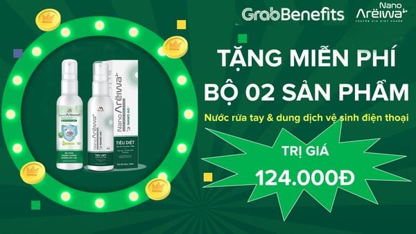 GrabBenefits| Tặng ngay bộ sản phẩm trị giá 124.000đ: Chai vệ sinh điện thoại + Nước rửa tay Areiwa
