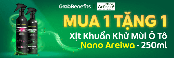 GrabBenefits | Mua 01 tặng 01 chai xịt khuẩn khử mùi xe ô tô Nano Areiwa
