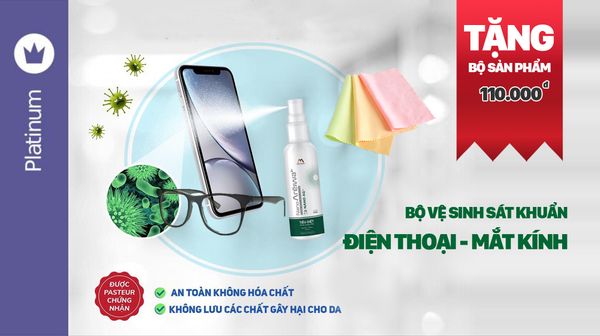 GrabRewards - Tặng bột xịt khuẩn điện thoại kèm khăn lau vi sợi - Nano Areiwa, chuyên gia diệt khuẩn