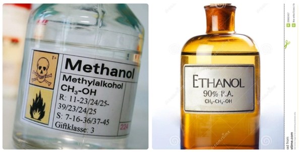 Làm sao phân biệt rượu ethanol và rượu chứa độc chất methanol ?